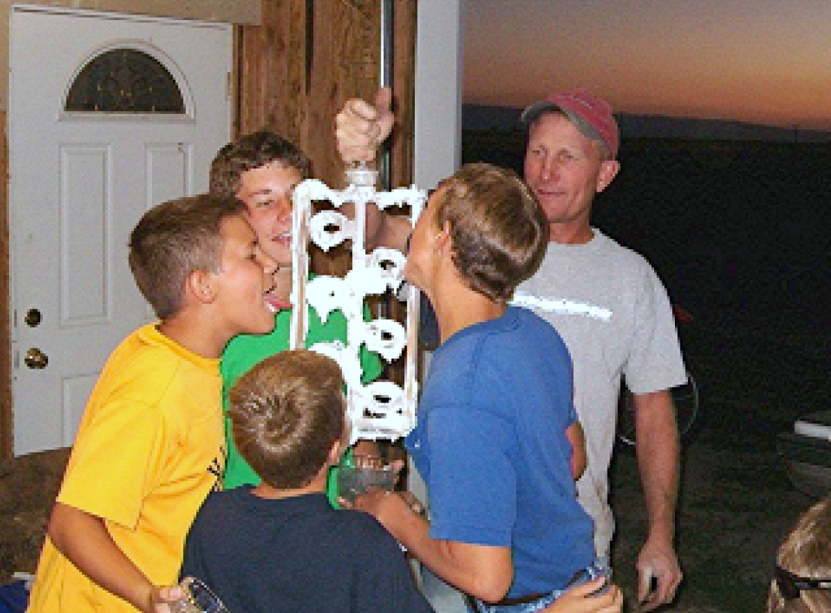 Kids having fun licking 20 quart ice cream dasher!